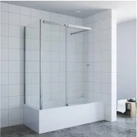 AQUALAVOS Badewannenaufsatz Duschabtrennung Badewannenaufsatz mit Seitenwand Ecke Schiebetür, Sicherheitsglas, 6 mm ESG-Sicherheitsglas klar NANO-Beschichtung Duschschiebetür