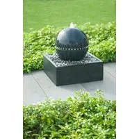 AcquaArte Gartenbrunnen TRIPOLI, 33 cm Breite, Wasserbecken BxT: 50x50 cm, Dekokugel Wasserspiel mit umlaufender LED-Beleuchtung