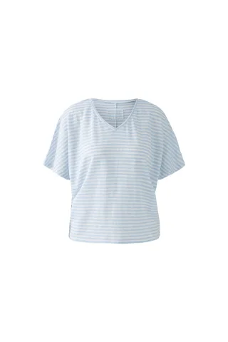 Oui - T-Shirt lt blue white - Gr. - 42