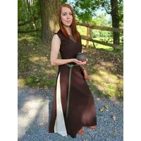 Vehi Mercatus Burgfräulein-Kostüm Mittelalter Kleid mit Schnürung ärmellos Braun / Natur "Juta"