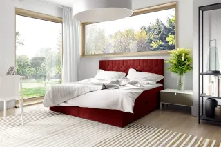 Boxspringbett Schlafzimmerbett 120x200cm LAZARO Nr.5 Rot inkl. Bettkasten