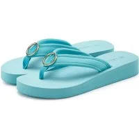 LASCANA Sandale, Badeschuh, Pantolette, Badelatsche, Flip Flop, Sommerschuh, Badezehentrenner Zehentrenner mit Ringapplikation "Italy" VEGAN