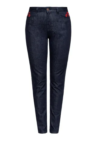 Queen Kerosin Damen Western Jeanshose Roses Denim