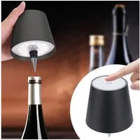 shop'n smile ideoon LED Nachttischlampe Edle Akku Flaschenlampe Schwarz: Dimmbar, 3 Lichtfarben, LEDs mit 3 auswählbaren Lichtfarben, Kaltweiss / Warmweiss / Naturweiss, Verwandelt Flaschen in stimmungsvolle Leuchten