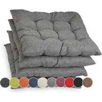 sunnypillow Stuhlkissen 4er Set Stuhlkissen mit Bändern Ontario, Grau