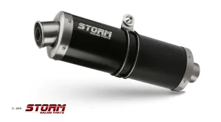 Sport Auspuff OVAL BLACK Storm by MIVV Edelstahl HONDA CBF 600 Bj. 2004-2010 PC38 / PC43