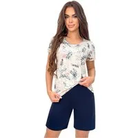 Donna Shorty Goya (Set, 2 tlg., 2-teilig) Damen Pyjama 2-teilig Schlafanzug Bermudahose Kurzarm Viskose Sommer