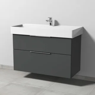 Sanipa 3way Waschtischunterbau zu Duravit Dura Square Waschtisch mit 2 Auszügen, Anthrazit-Matt UM42722