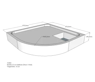 Neuesbad Wannenträger für Kaldewei Zirkon 90x90x3,5 Viertelkreis SD21843