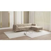 S-Style Möbel Ecksofa Ashley mit Ottomane, Chesterfield mit Goldenen Metall Füßen, Ottomane links oder rechts bestellbar, mit Wellenfederung