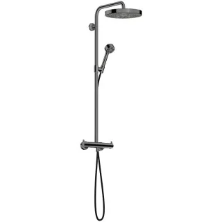 hansgrohe AXOR One Duschsystem mit Thermostat und Duschkopf 280 48795330 Unterputz, Fertigmontageset, 1 Strahlart wassersparend, EcoSmart, 8 l/min, polished black chrome
