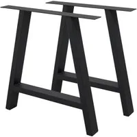 ECD Germany Tischbein 2x Tischgestell Tischkufen A-Design aus pulverbeschichtetem Stahl, Metall Möbelfüße 70x72 cm Tischuntergestell für Esstisch Schreibtisch