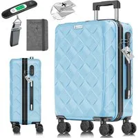 KESSER Hartschalen-Trolley Reisekoffer, 4 Rollen, ABS Hartschalenkoffer mit Zahlenschloss Kofferwaage & Reisebrieftasche