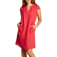 Caspar Sommerkleid Caspar SKL036 Damen Sommer Leinenkleid mit ausgefallenem Ausschnitt Luftig leicht, figurumspielende Form, mit seitlichem Jersey-Einsatz