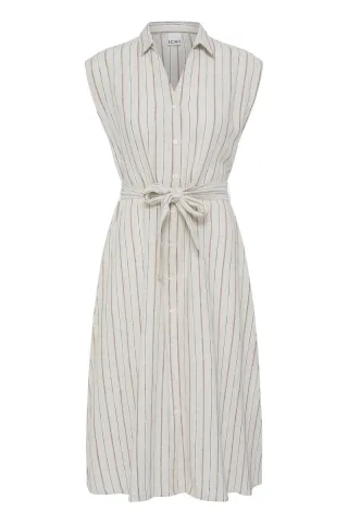 ICHI - Ärmelloses Hemdblusenkleid - IHLINNO weiß - Gr. - 34