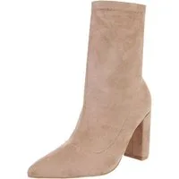 Ital-Design Damen Elegant High-Heel-Stiefelette (85255541) Blockabsatz High-Heel Stiefeletten in Hellbraun