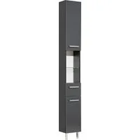 Saphir Hochschrank Quickset Badschrank 25 cm breit, 2 Türen, 2 Nischen, 1 Schublade Badezimmer-Hochschrank inkl. Türdämpfer, Griffe in Chrom glänzend