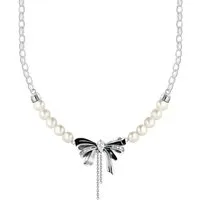 THOMAS SABO Kette mit Anhänger Schleifen-Kette mit Perlen Lovely Romance, mit Zirkonia (synth) - mit Süßwasserzuchtperle