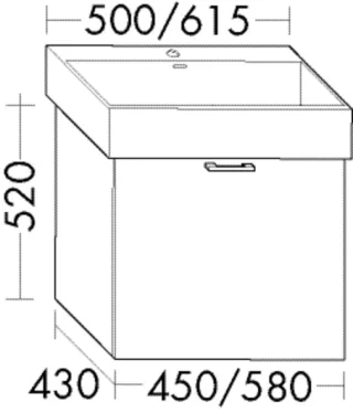 Burgbad Waschtischunterschrank System 30 Preisgruppe 3 Diago 520x580x430 Trend- oder RAL-Farbe Matt WZCB058F5347