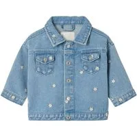 vertbaudet Blouson Baby Jeansjacke mit Gänseblümchen-Stickerei
