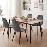 YOUDENOVA Esszimmerstuhl 4er-Set, Samtbezug, Ergonomische, stabile Metallbeine, Cremeweiß (1 St)