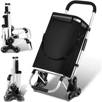 Clanmacy Einkaufstrolley Einkaufswagen klappbar mit Kapazität Kühlfach&Trolley Treppensteiger, 40L, klappbar & rollbar, bis 40 kg