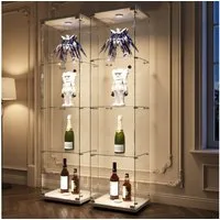 NMCXXO Glasvitrine Glasvitrine mit LED-Beleuchtung, modern und stilvoll (1 tlg) Standvitrine/Glasvitrine Glastür 4-lagig, Große Kapazität