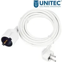 UNITEC Schuko Verlängerungskabel 5m Weiß IP20 Innen Steckdosenverteiler 1-fach (5m Kabel, IP20, Schutzkontaktkupplung, Schutzkontaktstecker, Kabellänge 5 m), Strom-Verlängerung Stromkabel Kabel Schuko-Stecker Schuko-Kupplung