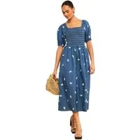 Love & Roses Midikleid Love & Roses Jeans-Midikleid, Stickerei, Regular (1-tlg)