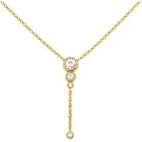 Impala Y-Kette Aprila 925 Silber vergoldet mit Zirkonia, Y-Damen Kette 925 Silber vergoldet