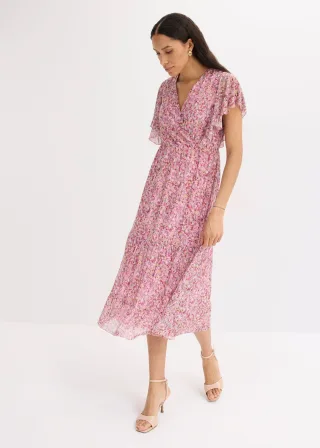 bonprix Midikleid aus softem Mesh, rosa, Gr.44/46 (L), Kurzes Modernes Kleid mit schönem Druck