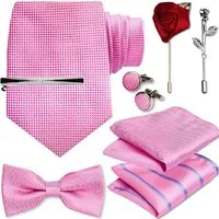 Diyarts Krawatte Hochzeitskrawatte (Fliegen Set mit, Einstecktuch, Manschettenköpfe, Krawattennadel, Boutonniere) Hochwertige Materialien, Vielseitigkeit & Ideales Geschenk