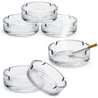 Spetebo Aschenbecher Glas Aschenbecher rund ca. 10cm - 6 Stück, Klassischer Tisch Ascher aus Klarglas