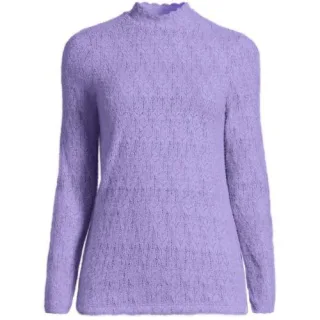 Spitzenshirt mit Stehkragen, Damen,  Lila, Elasthan/Nylon-Mischung, by Lands' End