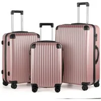 TAN.TOMI Kofferset 3-Tlg Handgepäck Kofferset Reisekoffer ABS Hartschale Trolley, Mit 3-stelliges Zahlenschloss Verstärkte Ecken 56/66/76 cm