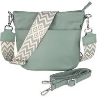 MIRROSI Umhängetasche Damen, Crossbody Bag, Echtleder Made in Italy (1 Tasche 2 Gurte oder Basic Version 1 Tasche 1 Gurt), 24x18x12cm (BXHXT)