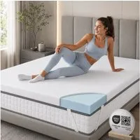 Arensberger, Topper ESSENCE Matratzentopper, Gelschaum, 5 cm, für alle Matratzen, 5 cm hoch, Gel Foam, (90 x 200 cm, 90x200cm), kühlend, waschbarer Bezug, rutschfest, 90x200 140x200 & mehr