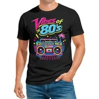 MoonWorks Print-Shirt Herren T-Shirt Fasching Karneval - Vibes of 80s - Kostüm-Ersatz mit Print