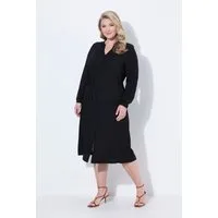 MIAMODA Jerseykleid Midikleid A-Linie Bindegürtel Knopfleiste Langarm