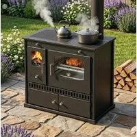 Prometey Gartenkamin Outdoor-Küchenofen P ECO INOX Edelstahlbackfach, rechte Version