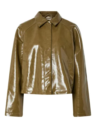 PIECES - PCMERRY COATED JACKET WB Military Olive - Gr. - M