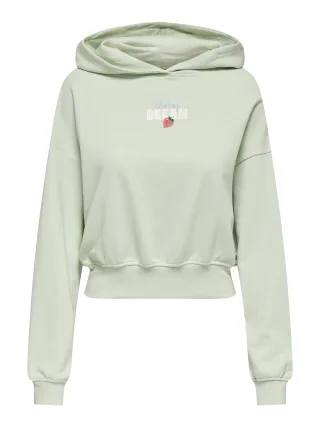 ONLY - ONLKITA L/S SWEAT HOOD PRINT BOX UB SWT Green Lily - Gr. - S