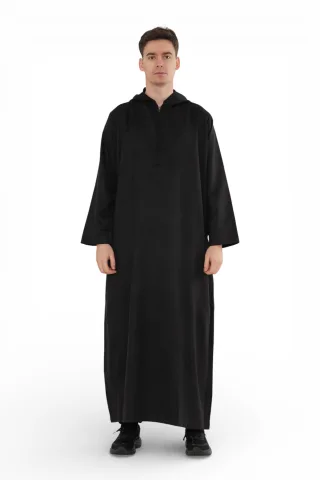 Herren Kapuzen-Eid-schwarze marokkanische Jubba-Robe Ramadan Eid Thobe – HM12