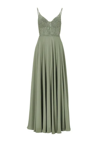 hey kyla - Abendkleid aus Materialmix moss green - Gr. - 36