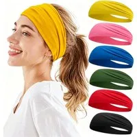 Keyura Stirnband 6 PCS Sports Stirnband,Elastische Haarbänder Unisex-6 Farben (Atmungsaktiv & Schweißabsorbierend & Schnelltrocknend,Einheitsgröße, 6-St., Stirnband für Laufen, Radfahren, Yoga, Sport,robust und schön) Haarband Sport Yoga Schweißband,