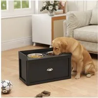 PawHut Futternapf erhöhte Futterstation mit 2 x 2L Schalen, Edelstahl, mit Schublade, für große Hunde mit einer Schulterhöhe von 50-60 cm