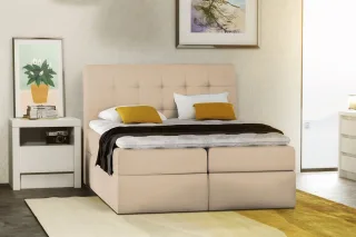 Boxspringbett Schlafzimmerbett TURIN Kunstleder Creme 100x200 cm