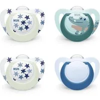 NUK Schnuller NUK Star Schnuller Silikon Blau Gr.2 – 4er Set, BPA-frei