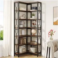 Tribesigns Bücherregal Eck-Bücherregal, 7-stöckiges Industrielles Eckregal, Freistehendes Lagerregal für Wohnzimmer, Küche, Home Office
