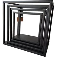 Hansmeier Wandregal Wandregal aus Metall - Metallregal - Schwarz - Schweberegal, 4-tlg., Aufhängung integriert